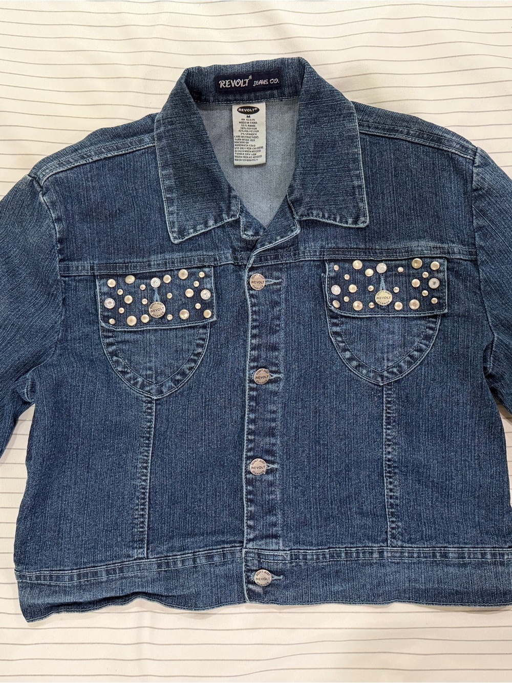 Revolt Jeans Dark Blue Studded Denim Jacket